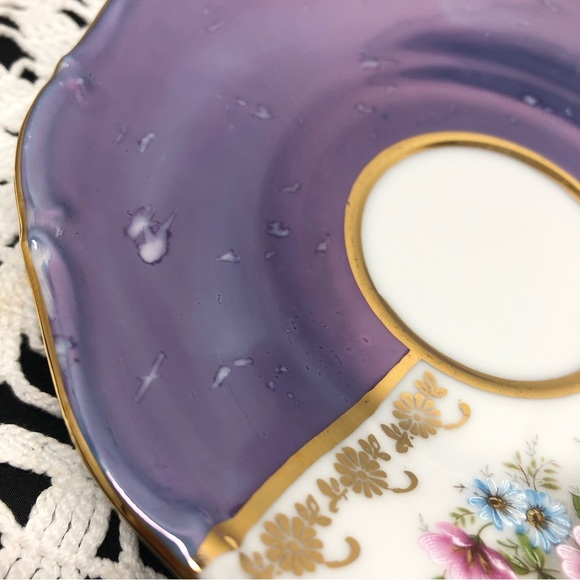 Rare Slovakia Delores MZ Bohemia Porcelaine Violet Lustreware Gold Teacup Set - Picture 14 of 15